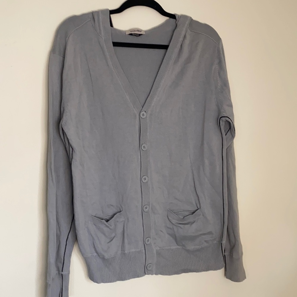 Anchor Blue gray hoodie cardigan